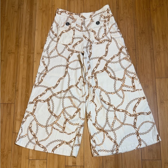 Anthropologie Maeve Chain Print Palazzo Pants Size 0 - Picture 4 of 16